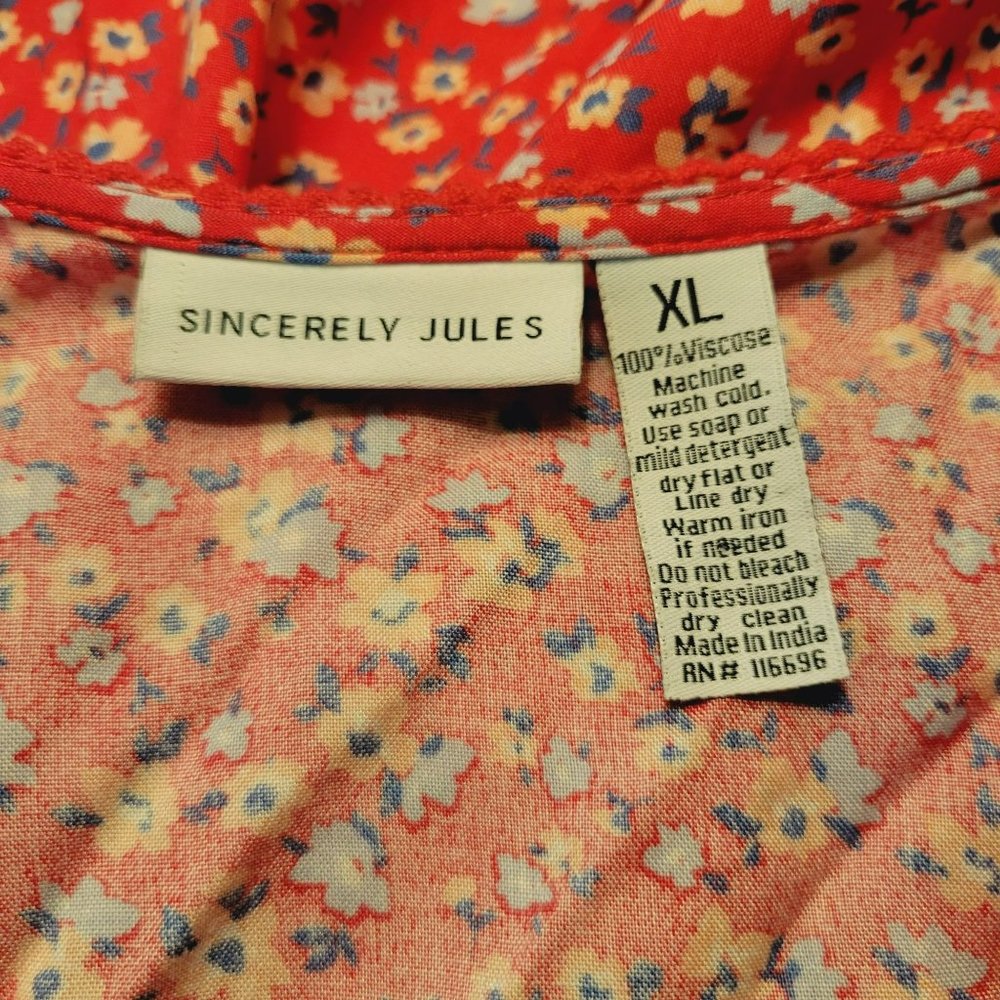NWOT Sincerely Jules Womans Size XL Floral Dress Ruffles Flutter Sleeves - Picture 7 of 9